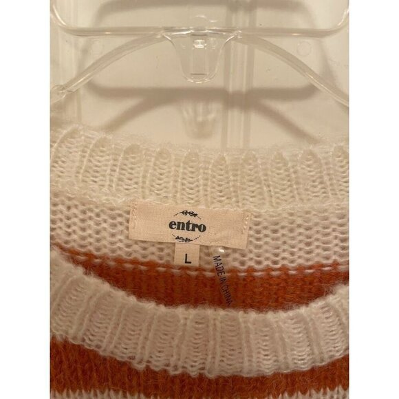 Entro Multicolor Striped Sweater Women's sz L long Balloon  sleeve‎ - Picture 2 of 12